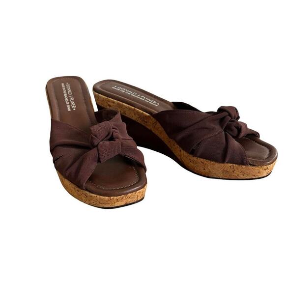 DONALD PLINER BROWN CHUNKY WEDGE SANDALS‎ HEELS SIZE 10.5 NEW. - Picture 2 of 8